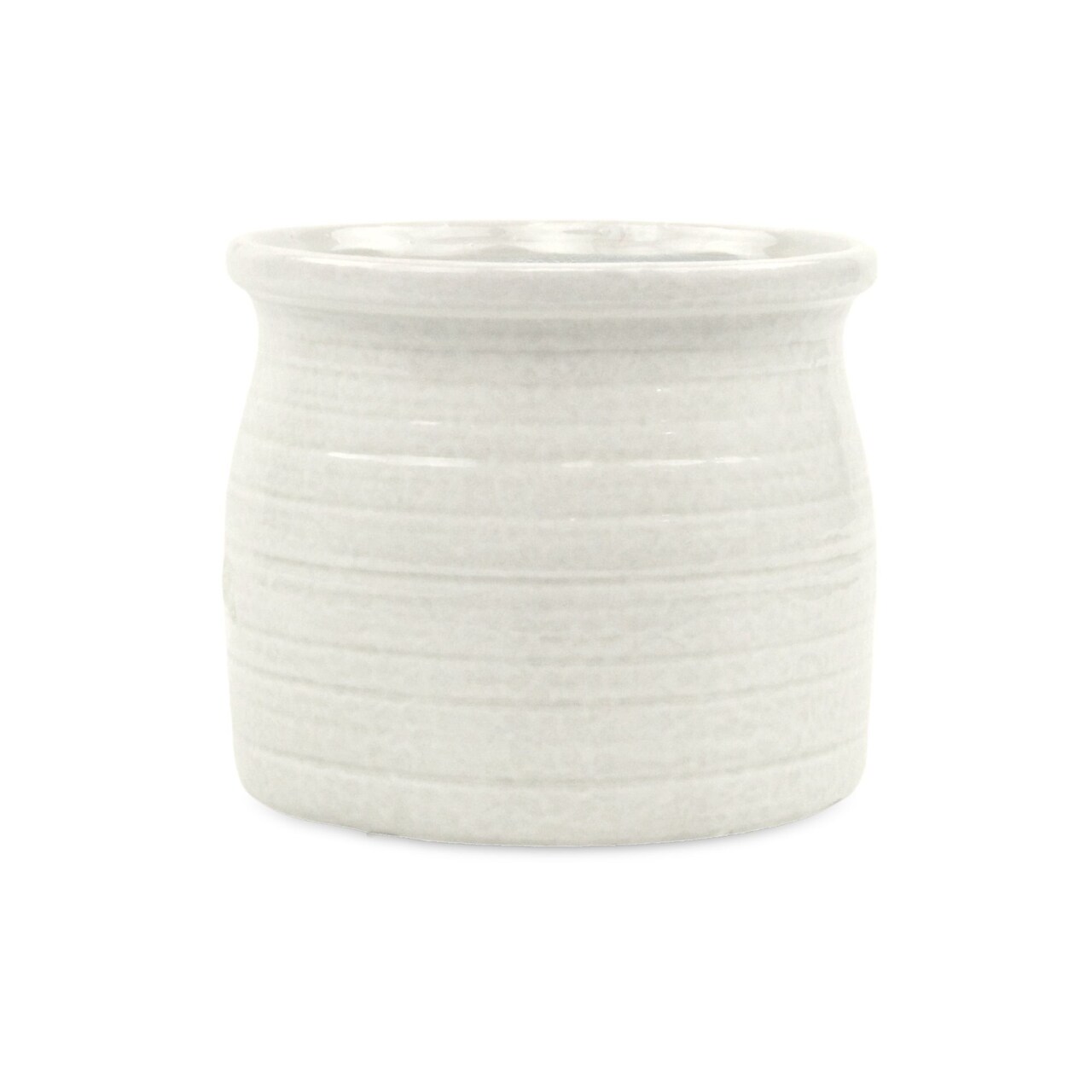 Contemporary Home Living 6.25" White Round Ripple Curved Planter Pot